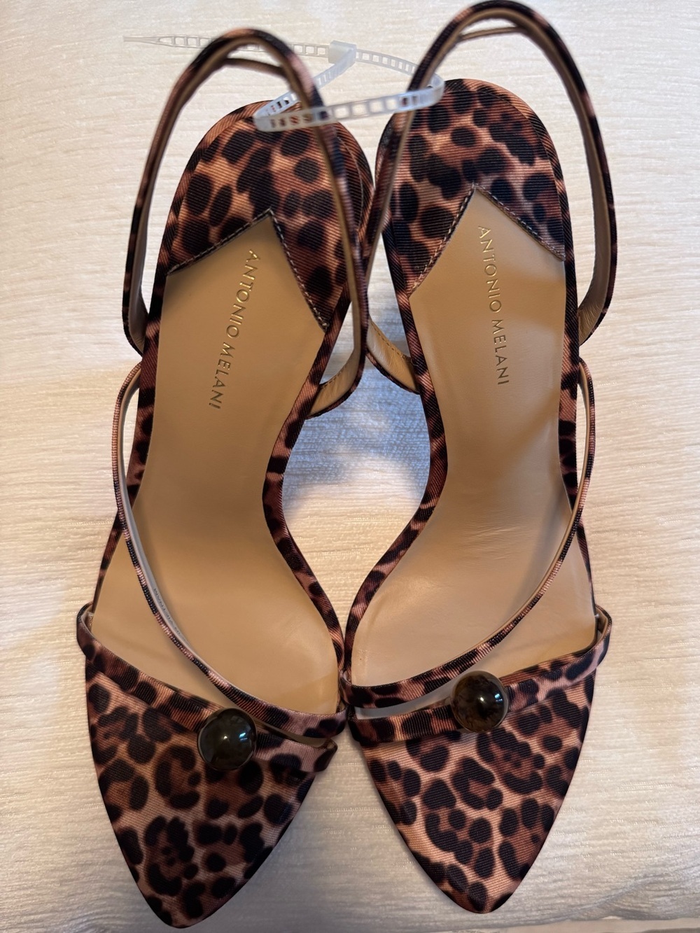 ANTONIO MELANI Brown Leopard Print Pointed Toe Slingbacks/ NEVER WORN